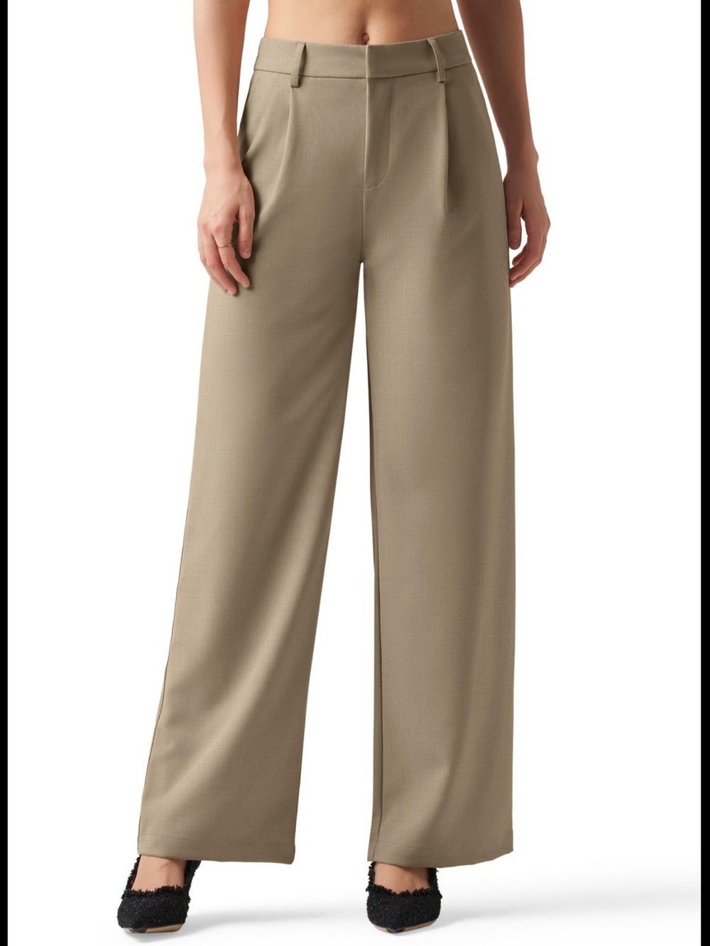 Wide Leg Women's Pants in Taupe